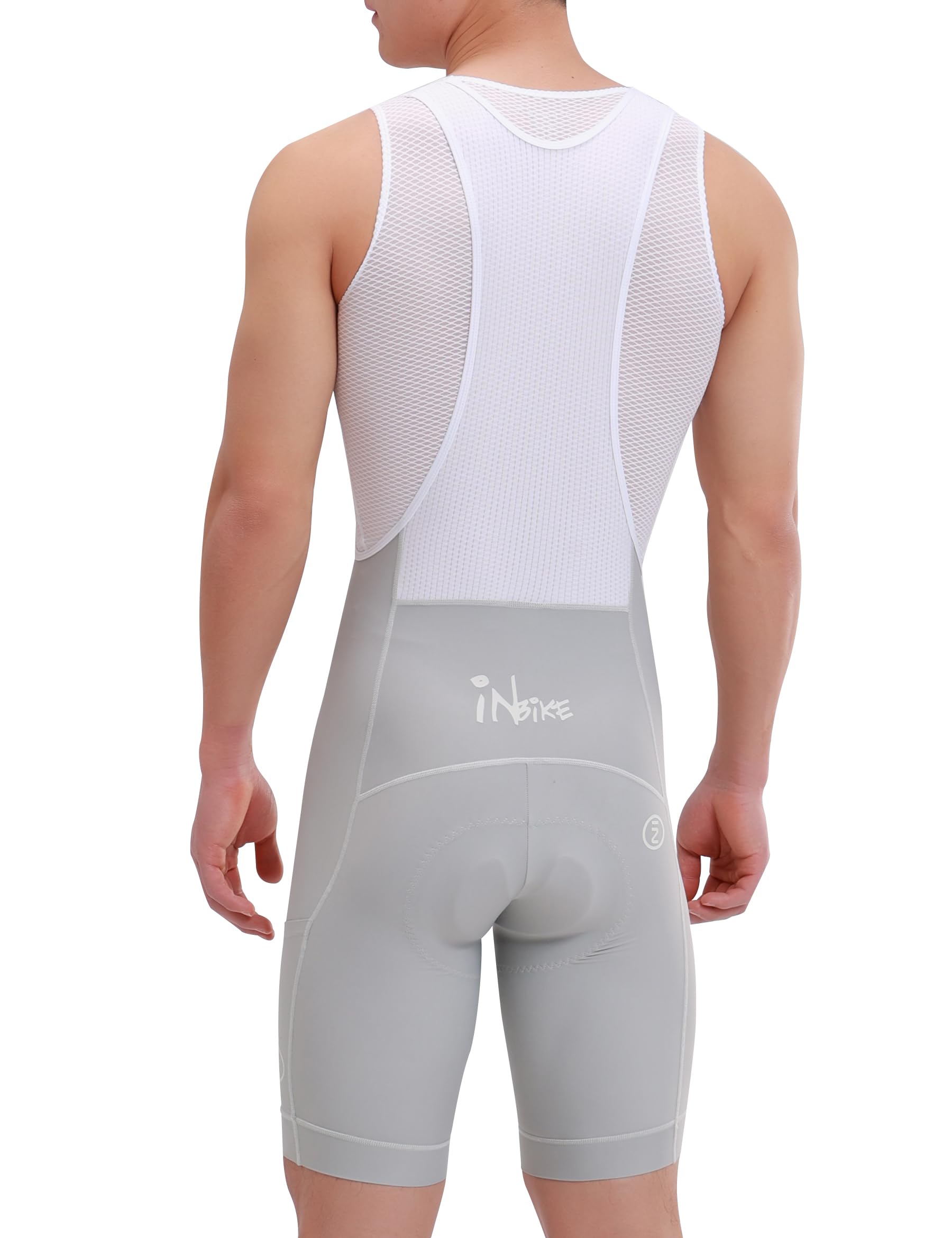 INBIKE Fahrrad Trägerhose Fahrradhose Herren Kurz Gepolstert Sommer mit Tasche Atmungsaktiv Reflektierende Radlerhose Radhose mit Träger für Rennrad MTB Radsport