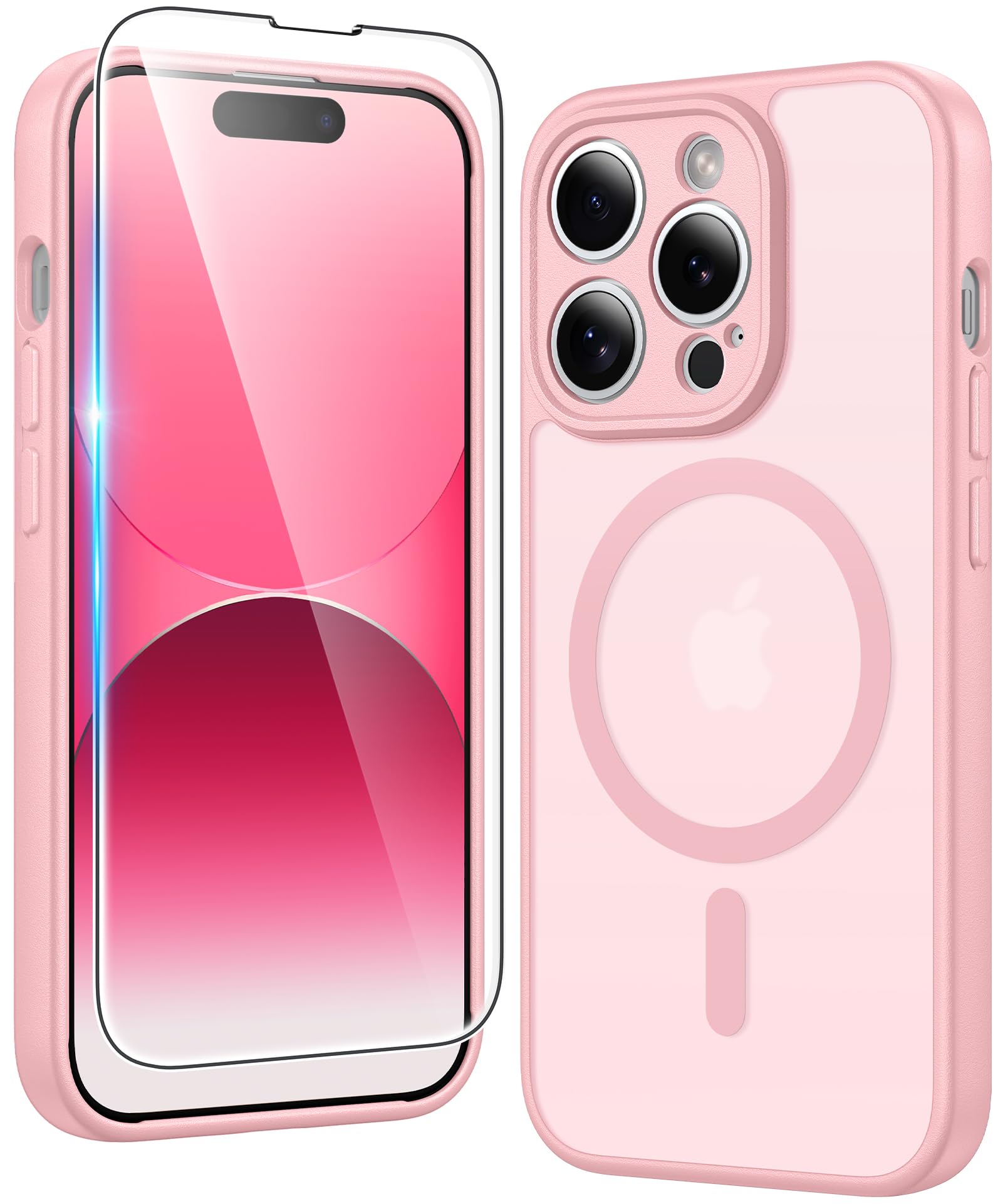 FNTCASE for iPhone 14 Pro-Max Case Compatible with Magsafe Matte Phonecase | Screen Protector, Military Grade Drop Protection, Slim Magnetic Phone Cases, Shockproof Bumper, Translucent Cell Cover