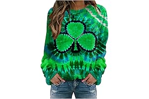 ST.PATRICKS DAY SHIRT WOMEN 3D LUCKY FOUR LEAF CLOVER GRAPHIC CUTE SHIRTS PLUS SIZE
