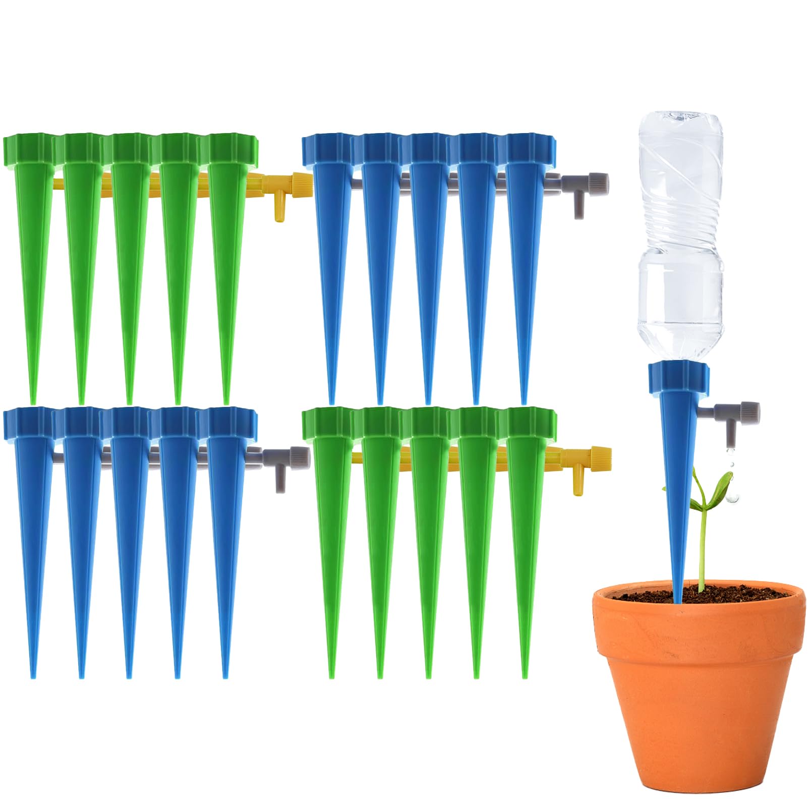 Self Watering Spikes for Plant, 20 Pack Plant Watering Spikes with Adjustable Control Valve Switch, Plant Watering Devices for Indoor Outdoor Potted Plants