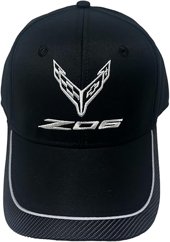 Miniatura 2 de C8 Z06 Corvette Hat – Next Generation Carbon Fiber Silver Accent Cap : Negro, Negro -, Talla única