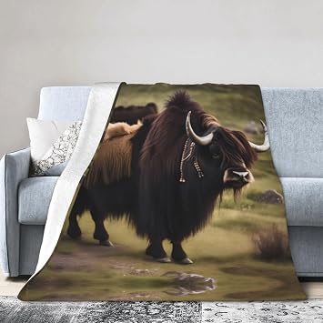 Mighty Highland Yak 80"x60" Fleece Blanket, Full Size, Super Soft, Suitable for Bed, Sofa, Camping, All Seasons