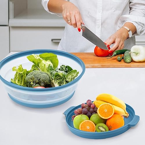 Miniatura 7 de Protector de salpicaduras de silicona plegable con bandeja -Alfombrilla de microondas y cubierta de alimentos se puede utilizar como una cesta de