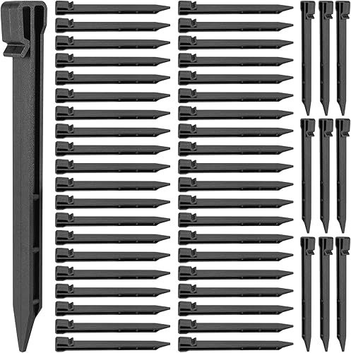 Miniatura 1 de Paquete de 50 estacas de jardín de 10 pulgadas, estacas de plástico para el suelo, estacas de anclaje para bordes de césped, para terraza, jardín,