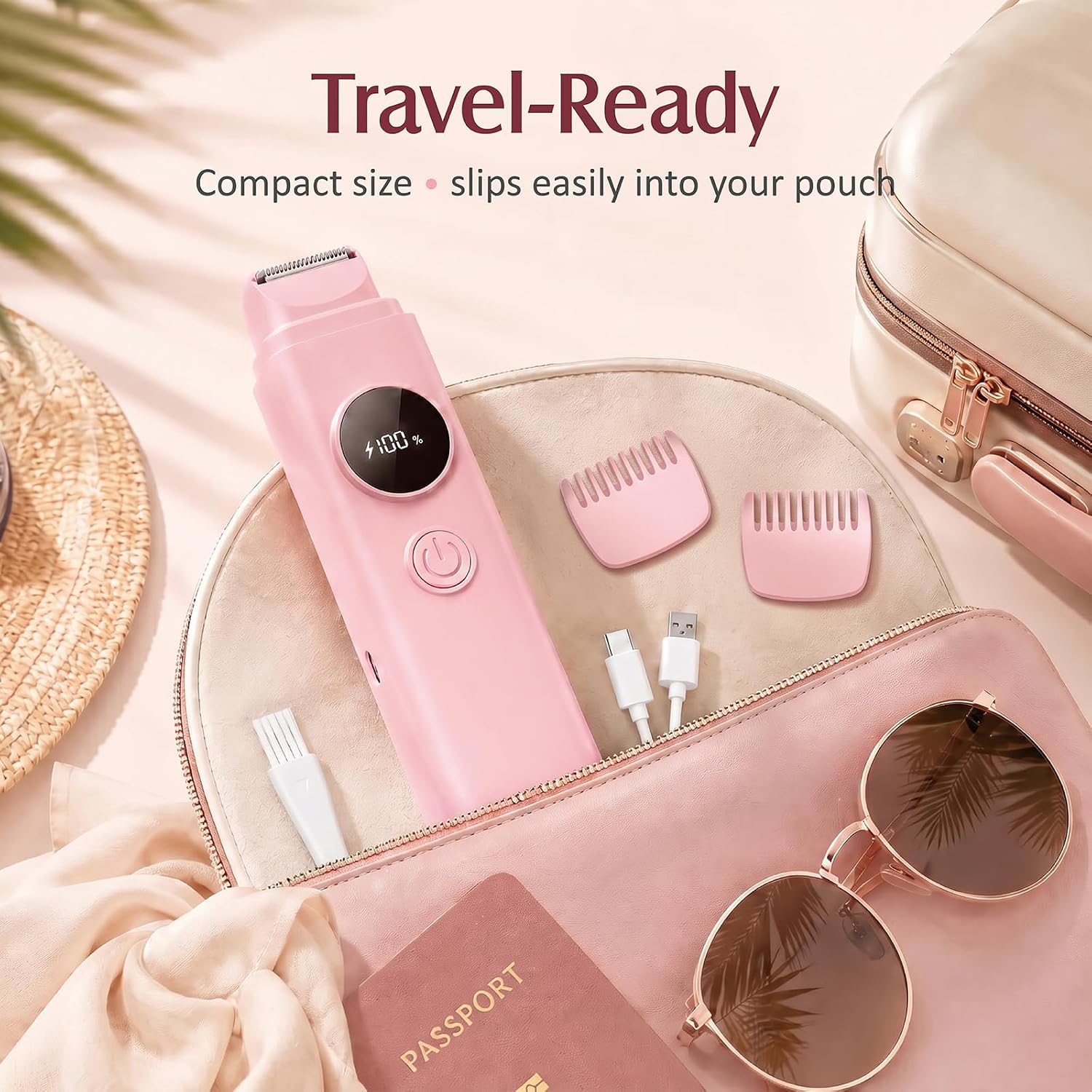 Bikini Trimmer for Women, 2-in-1 Electric Razor, IPX7 Waterproof