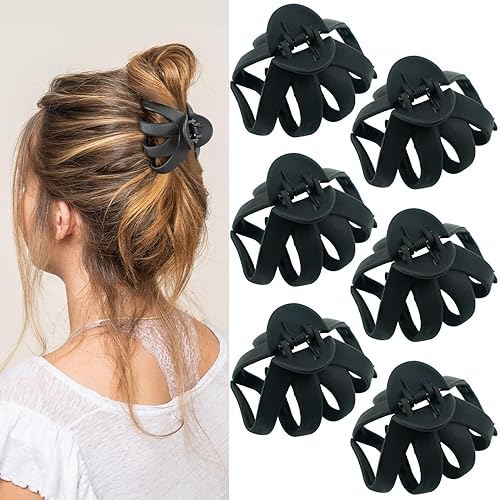 2.8 Inch Medium Octopus Hair Clips for Women, Black Matte
