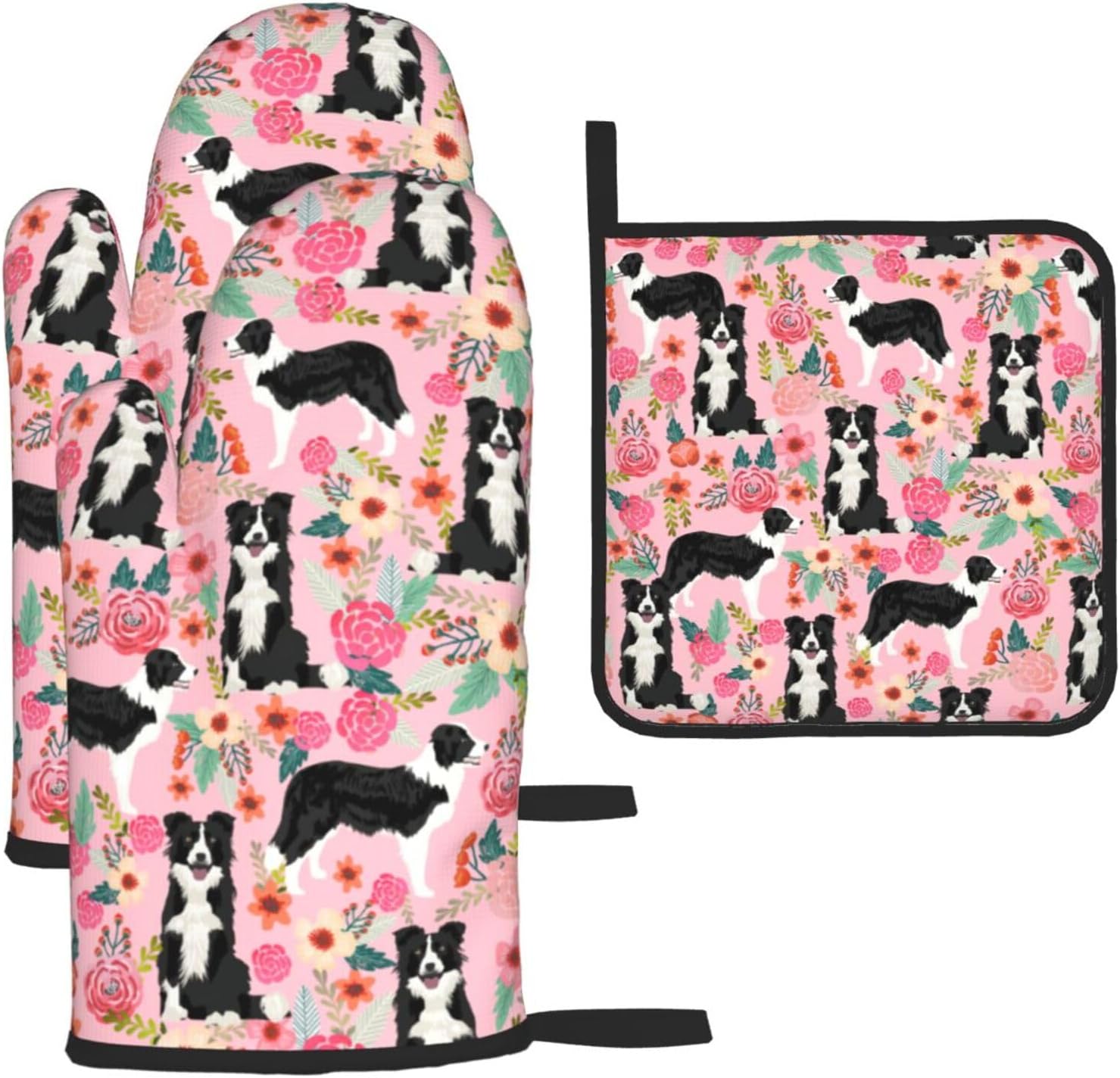 Dog Print Heat Resistant Microwave Gloves, Used for Baking, Cooking, and Fashion Kitchen Essentials