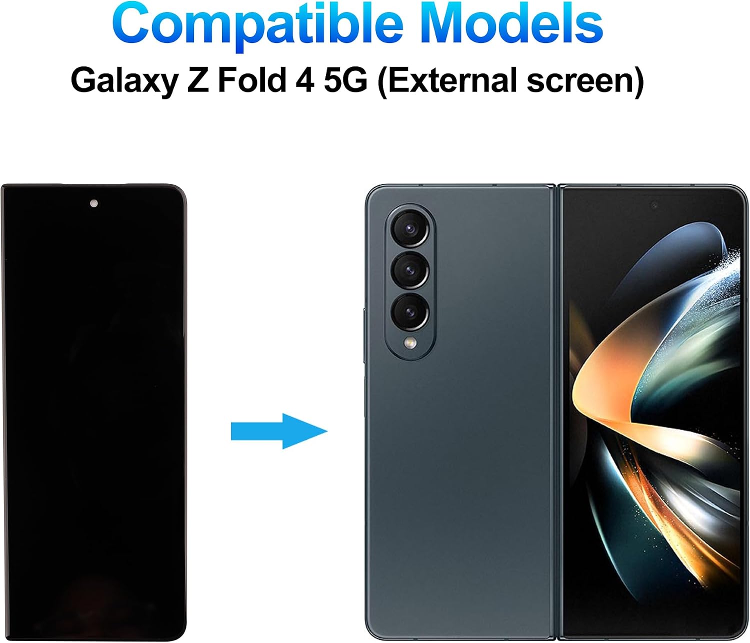 AMOLED Display Compatible with Samsung Galaxy Z Fold 4 5G SM-F936B, SM-F936U (External Screen) LCD Display Touchscreen Digitizer Assembly 6.2 inch with Repair Toolkit
