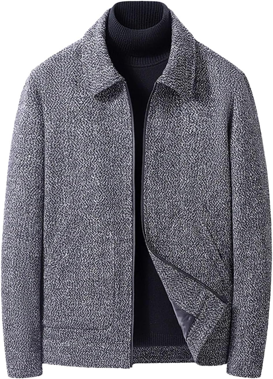 Men Cashmere Windbreaker Trench Jackets Short Wool Coats Middle-aged Casual Business coat