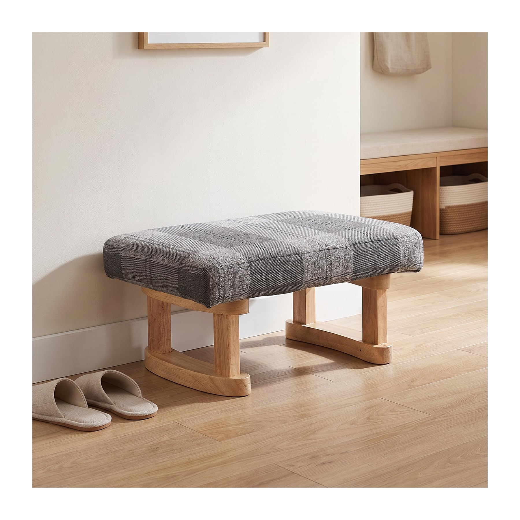 INMOZATA Linen Fabric Foot Stool, Pouffe Footstool