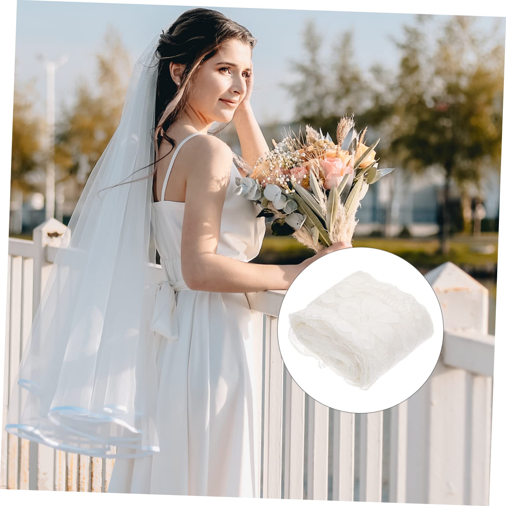 EXCEART 4piezas Lazo De Encaje Elástico Para Manualidades y Ropa Adorno De Costura Para Vestidos Decoración De