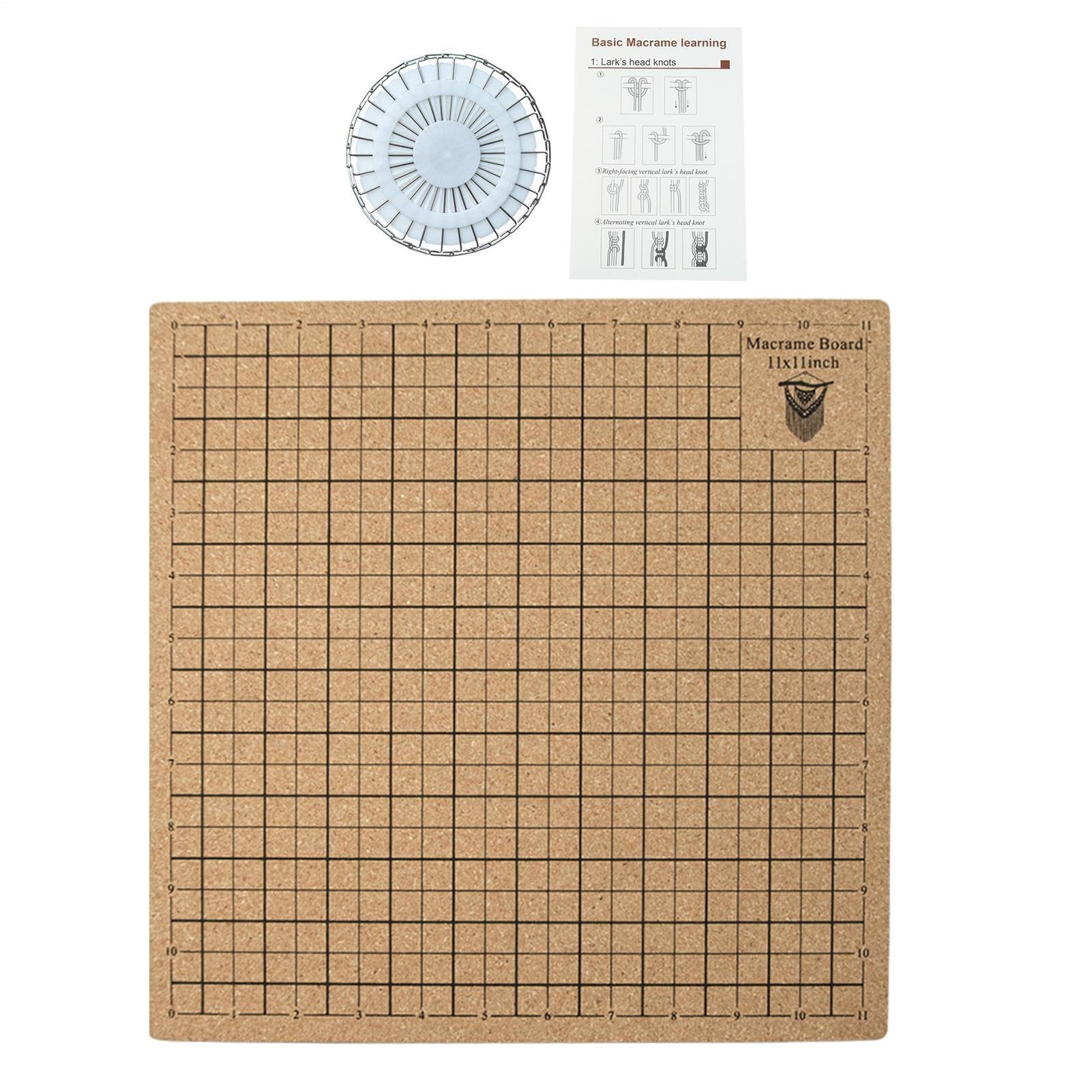 Planche macramé double face réutilisable 20,3 cm avec grille et épingles incluses