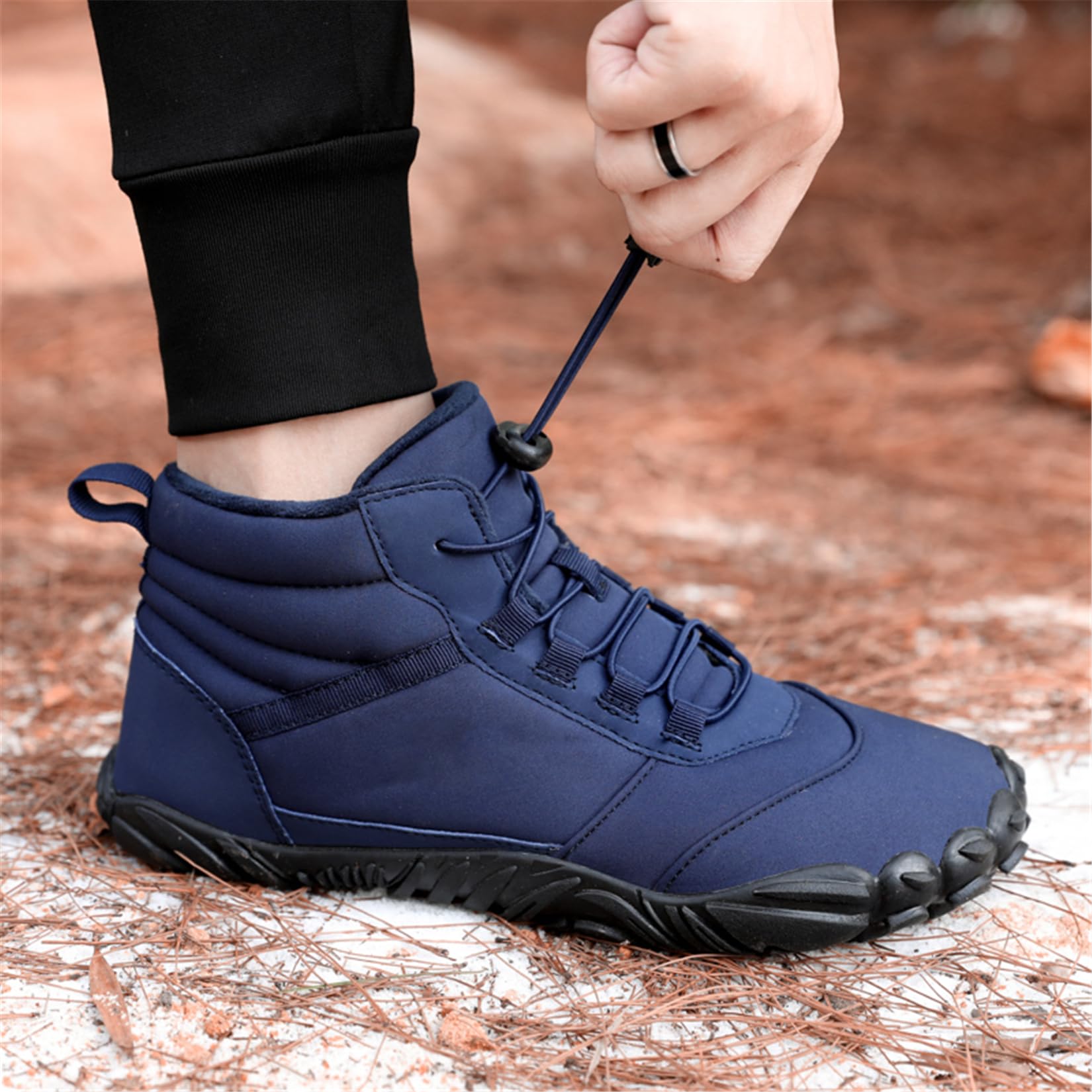 Barfußschuhe Unisex Winterstiefel Damen Herren Zehenschuhe Aquaschuhe Outdoor Winter Warm rutschfest Wasserdicht Gefüttert Winterschuhe Traillaufschuhe