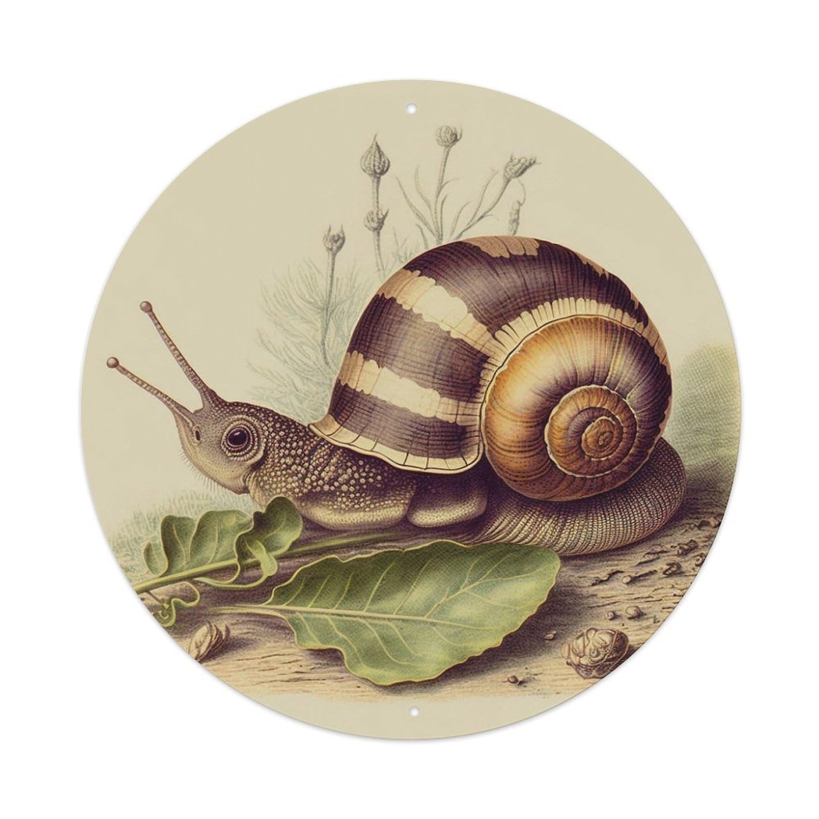 Vintage Animal Artwork Snails Vintage Metal Tin Sign Plaque Wall Decor for Cafe, Club Bar, Office, Garden Metal Poster 8x8Inch