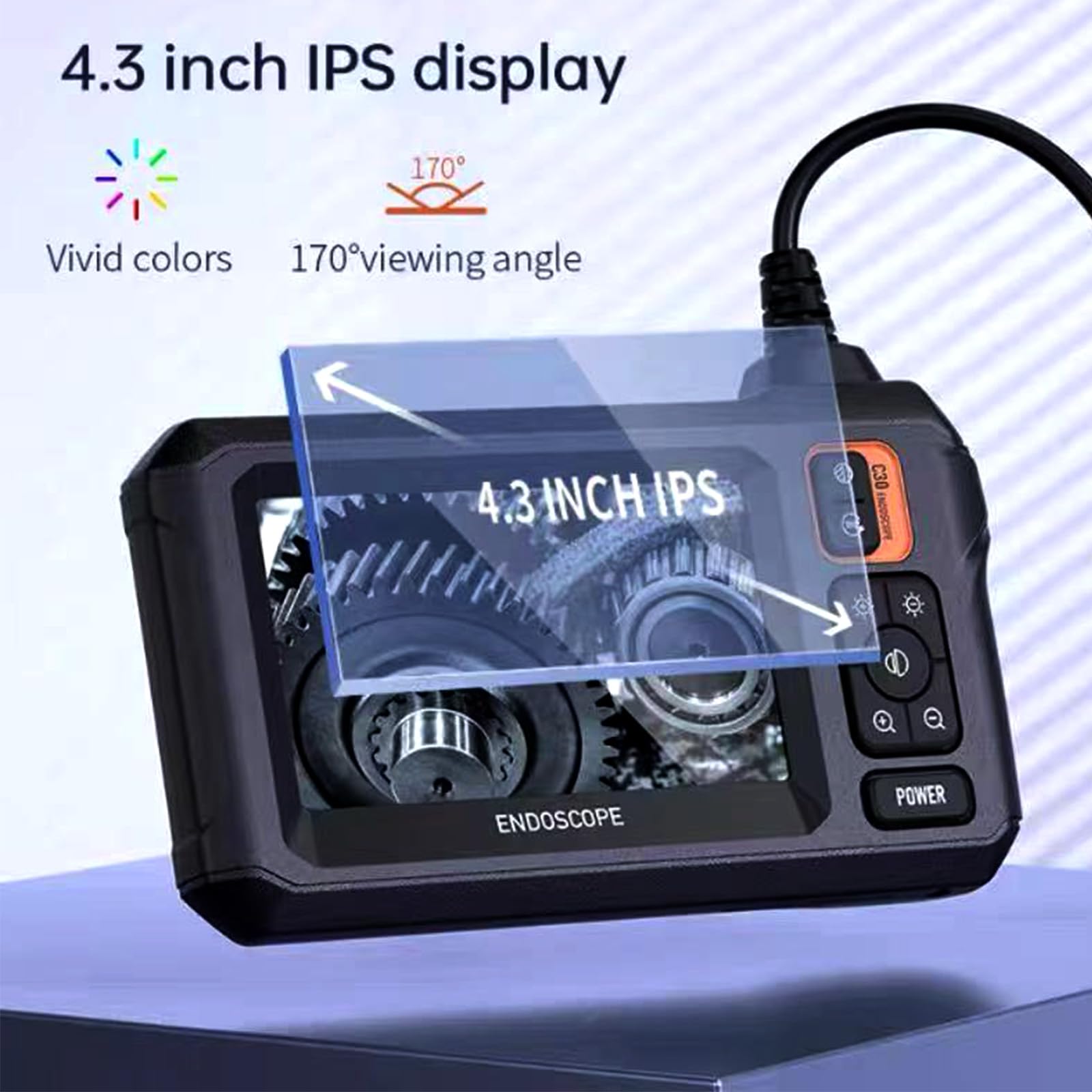 Endoscope Camera with Light, Borescope Camera with 4.3" IPS Screen, 1920P HD with 8 LED Lights, 16.4FT Semi-Rigid Cord Bore Scope, Gadgets for Men & Tools for Men