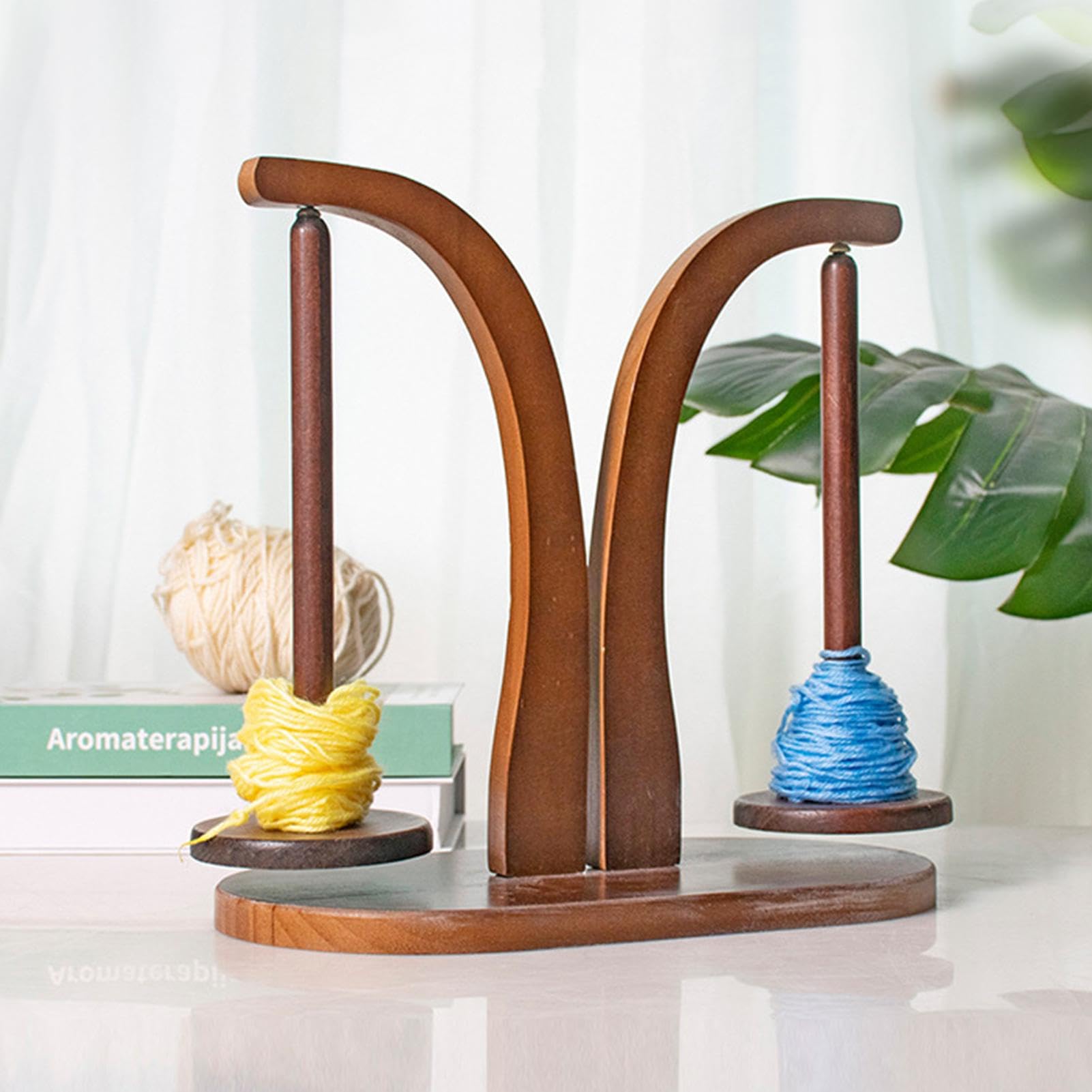 Garenhouder Spinner - Magnetische Garenhouder, Dubbele Garen Spindel | Roterend houten naaigereedschap voor breien, borduren en knutselen, grote wolhouders bij het haken en breien van garen staan
