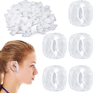 400 Pcs Ear Covers for Shower, Ear Covers for Hair Dye Ears Plugs for Swimming Disposable Shower Caps for Salon Bathing Clear Waterproof Ears Protection for Spa Home Hotel Hairs Dye
