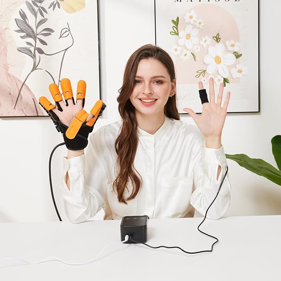 Stroke Hand Rehabilitation Robot Gloves, Strokes Therapy Equipment for Adults, Fingers Strength Training Device for Hemiplegia, Robotic Glove Rehab Stroke Patients (Left M)