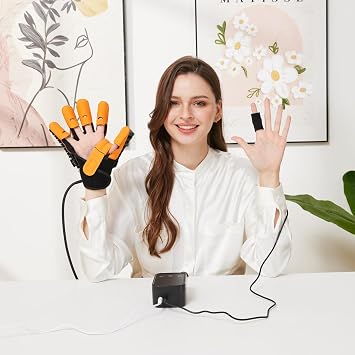 Stroke Hand Rehabilitation Robot Gloves, Strokes Therapy Equipment for Adults, Fingers Strength Training Device for Hemiplegia, Robotic Glove Rehab Stroke Patients (Left M)