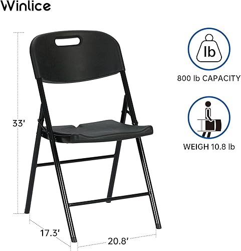Miniatura 3 de Paquete de 10 sillas plegables negras más gruesas de 800 libras, silla plegable de grado comercial, sillas plegables para eventos