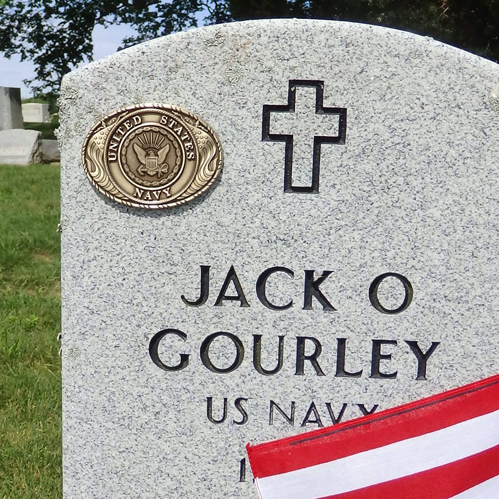 Indiana Metal Craft US Navy Solid Brass Grave Tombstone or Cremation Urn Medallion Made in USA