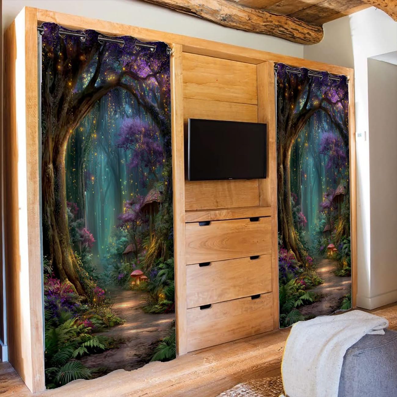Forest Door Curtain for Doorway Enchanted Pathway Fantasy Decor Door Curtain for Darkening Door Drape for Kid Teens Boys Teens 1 Panel 42" W X 80" L
