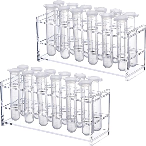 Cinnvoice 2 Pcs Acrylic Test Tube Holder Test Tube Rack 12 Sockets 18.7 mm Lab Vial Stand Clear for 15-18ml Centrifuge Tubes Syringe Holder, Not Include Tubes