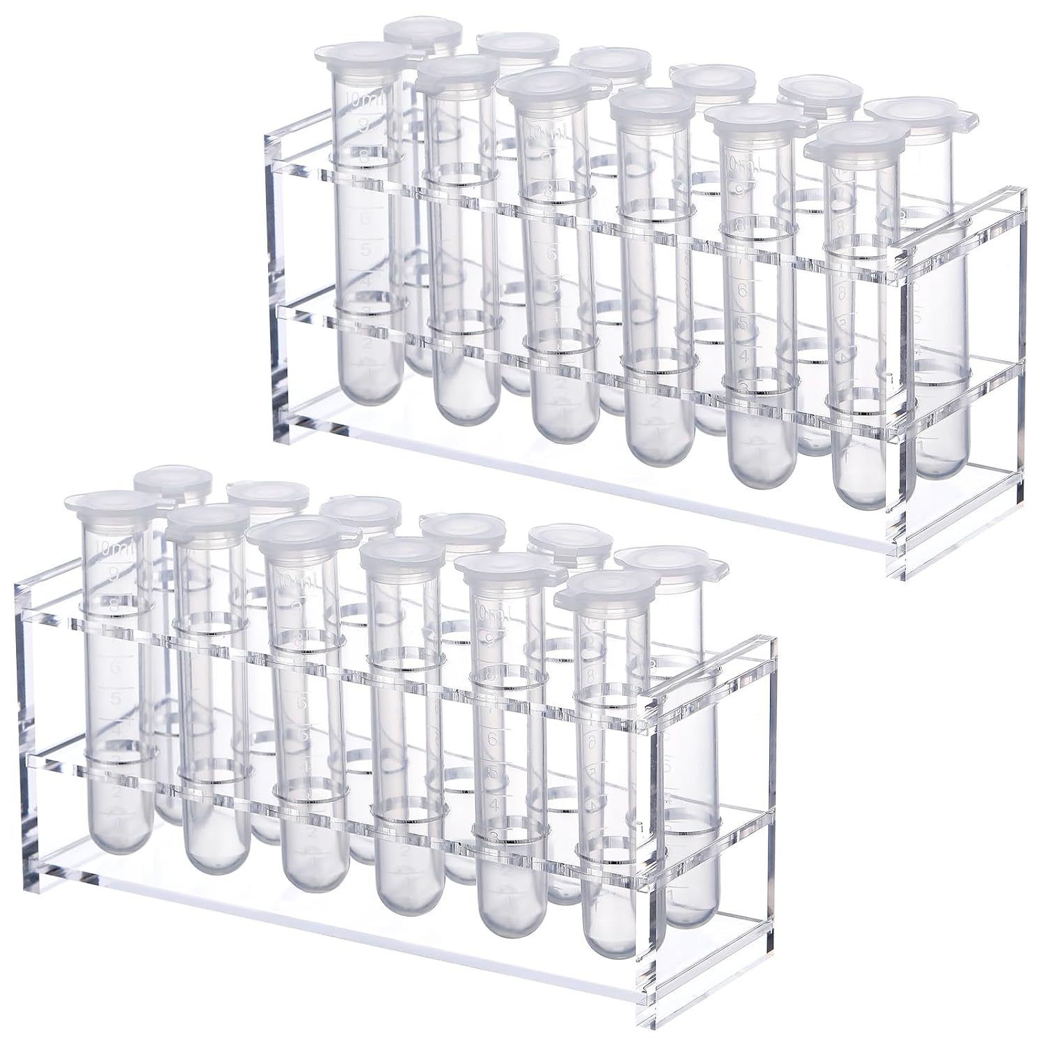Cinnvoice 2 Pcs Acrylic Test Tube Holder Test Tube Rack 12 Sockets 18.7 mm Lab Vial Stand Clear for 15-18ml Centrifuge Tubes Syringe Holder, Not Include Tubes
