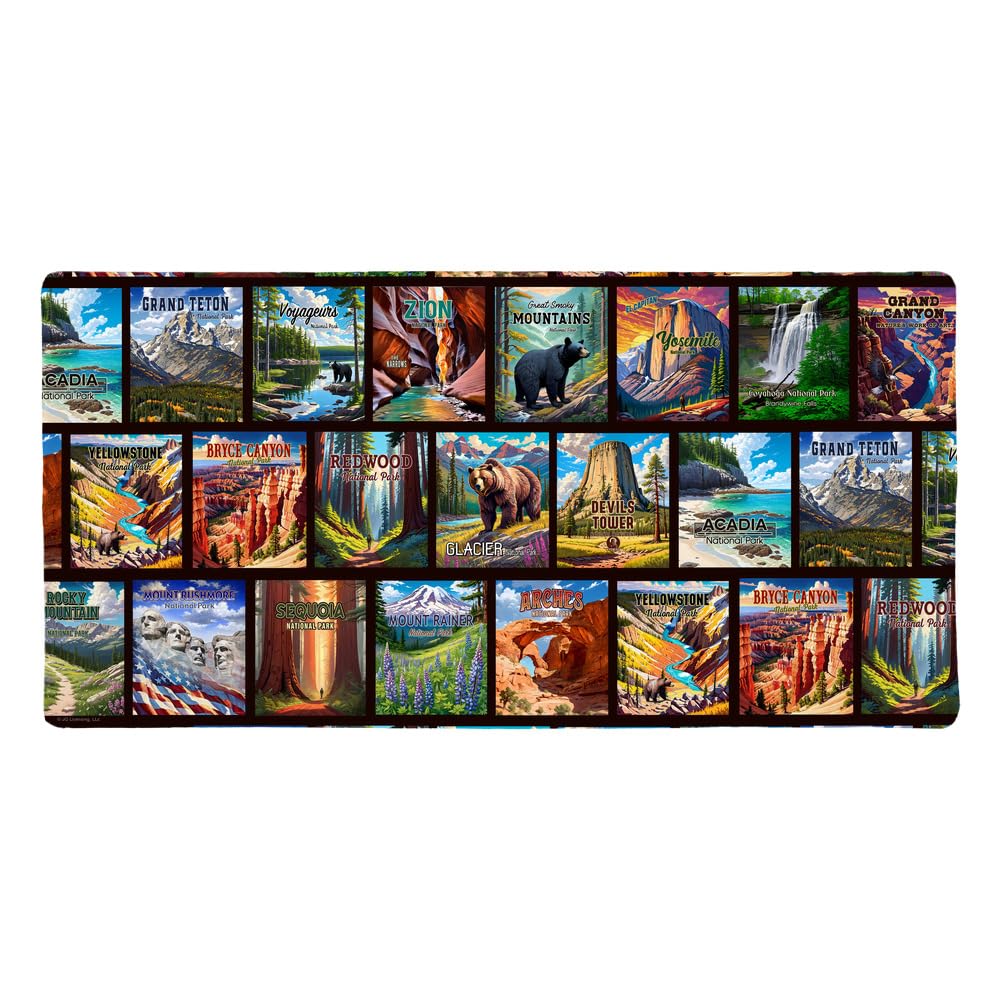 National Parks Large Gaming Mouse Pad Desk Mat with Stitched Edges, Non-Slip Base for Gamer, Home and Office, 31.5 x 15.7