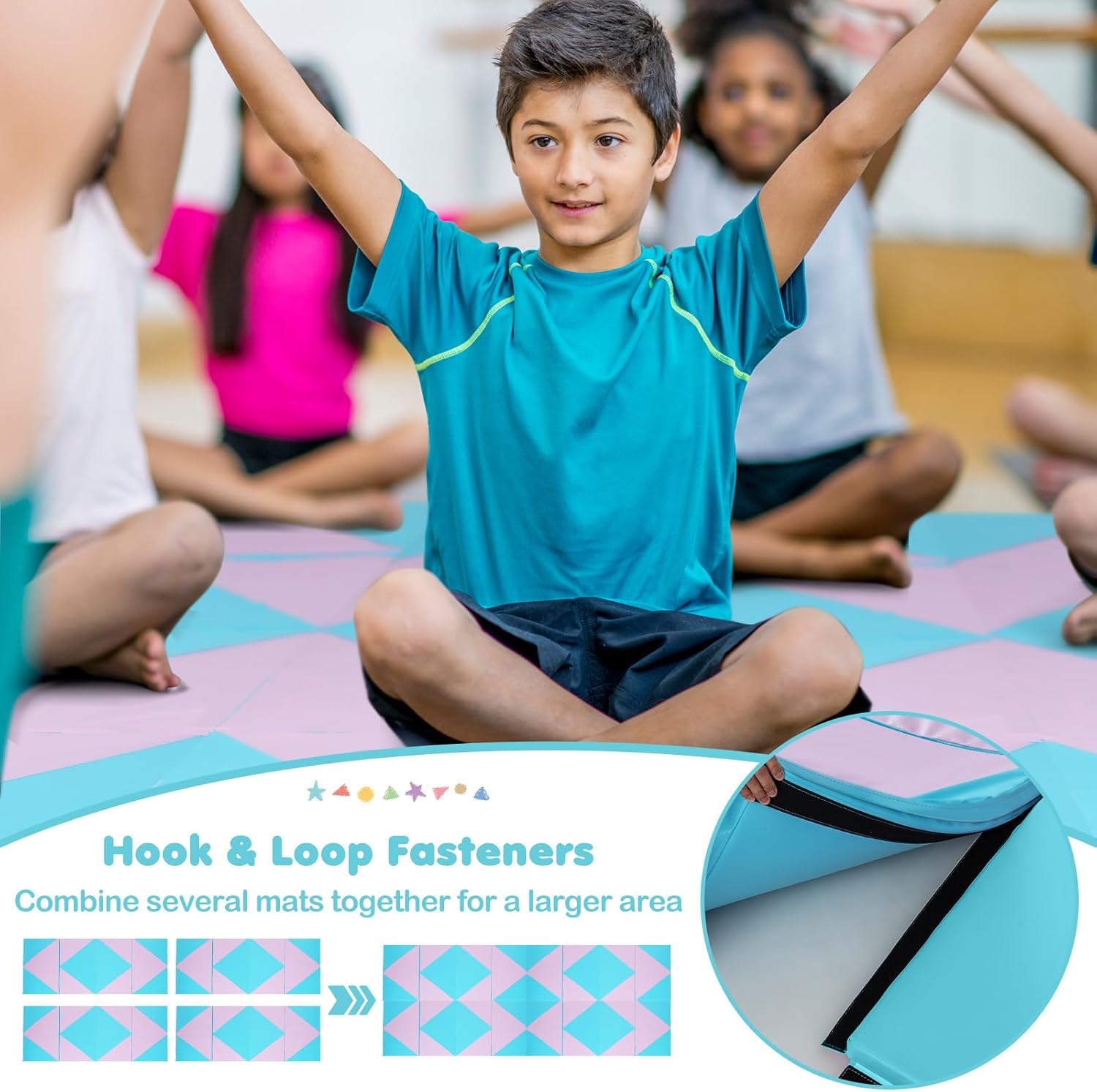 Giantex 4'x10'x 2" Gymnastics Mat, 4-Panel Folding Aerobics Exercise Mat w/Hook & Loop Fastener, Carrying Handle, Portable Tumbling Mat for Stretching Yoga Cheerleading Martial Arts