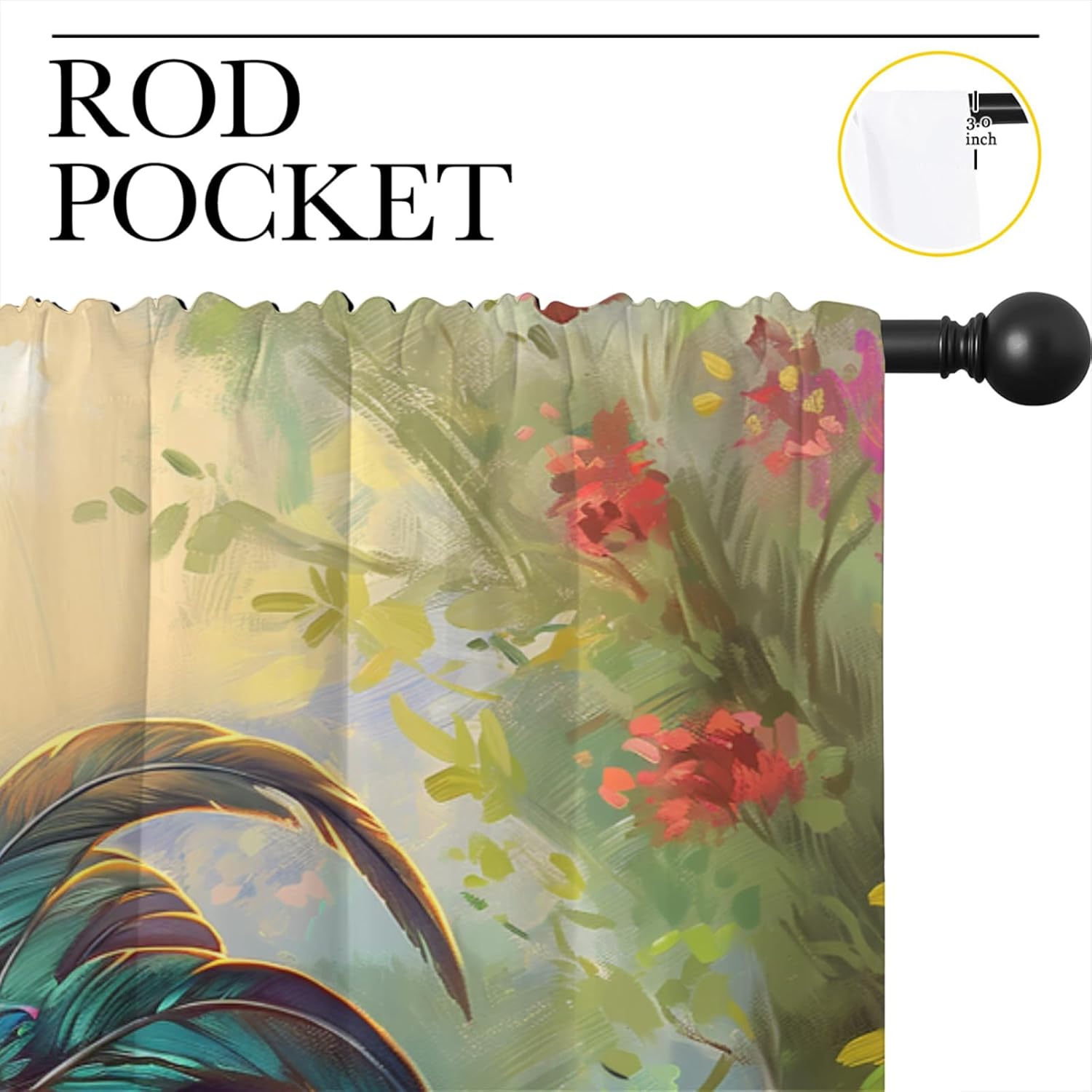 Chicken Blackout Curtains for Boys Girl Bedroom Home Decor, Rooster Farm Animals Floral Cute Chick Thermal Insulated Rod Pocket Darkening Living Room Window Drapes, 55 x 63 inch