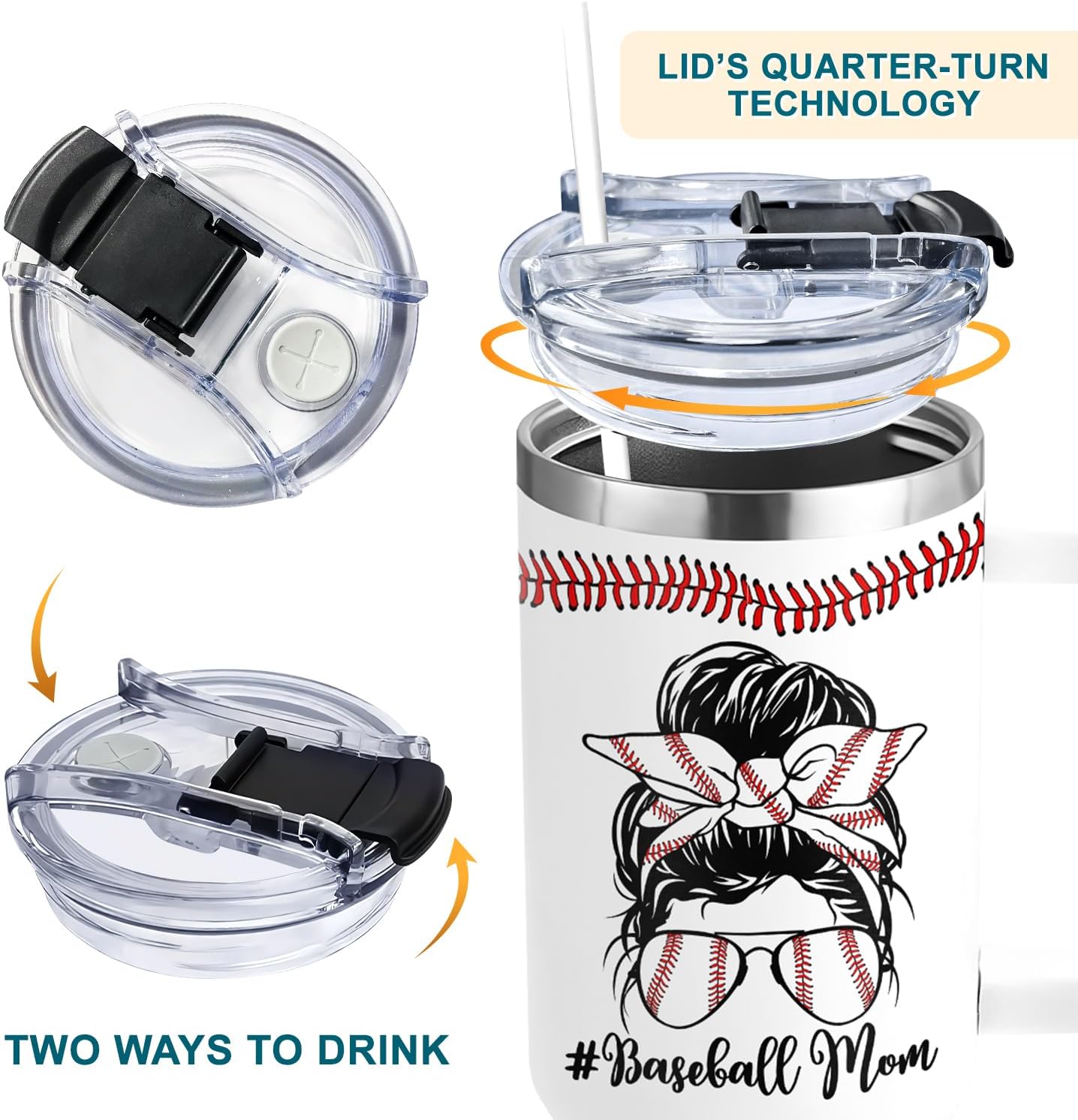 Baseball Mom Gifts - Perfect for Moms from Kids, Friends - Birthday & Christmas - 40oz Tumbler with Handle - Image 4