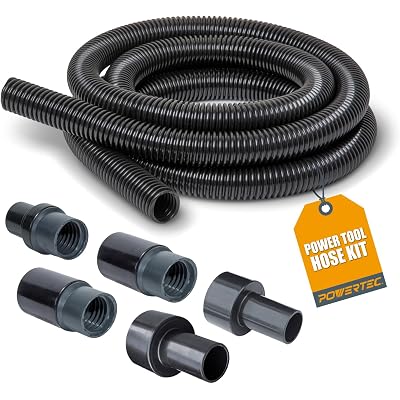 POWERTEC 70347 10 Ft. Dust Collection Hose Kit with 5 Fittings for Woodworking Power Tools Home and Wet/Dry Shop Vacuums