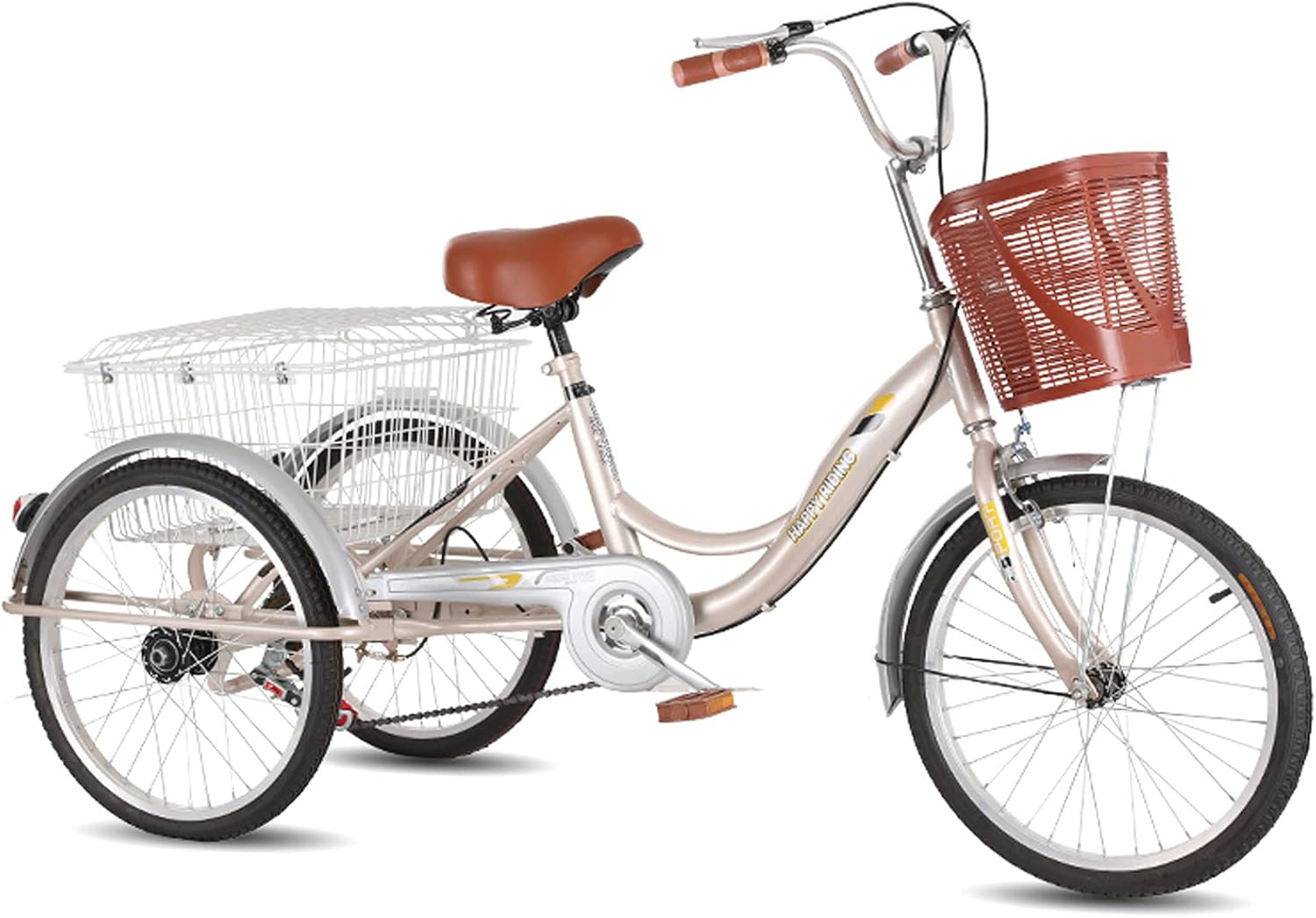 Adult Tricycle Three Wheel Bike 20 Inch Cruiser Bike with Large Basket Comfort Bicycles for Recreation Shopping Picnics Exercise Men's Women's Cycling Pedalling