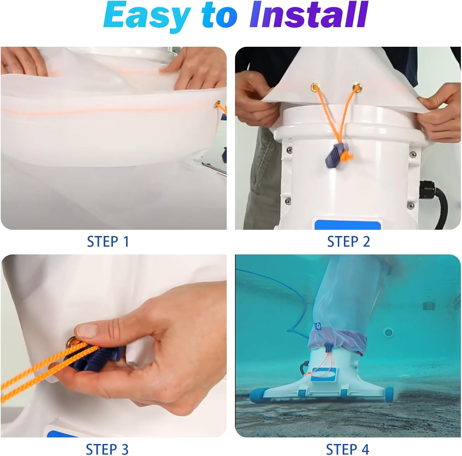 HH1506COMP Standard Fine Bag for Hammer-Head Swimming Pool Cleaner Bag, Pool Vacuum Fine Bag, 100 Micron Debris Mesh Bag with Cleat