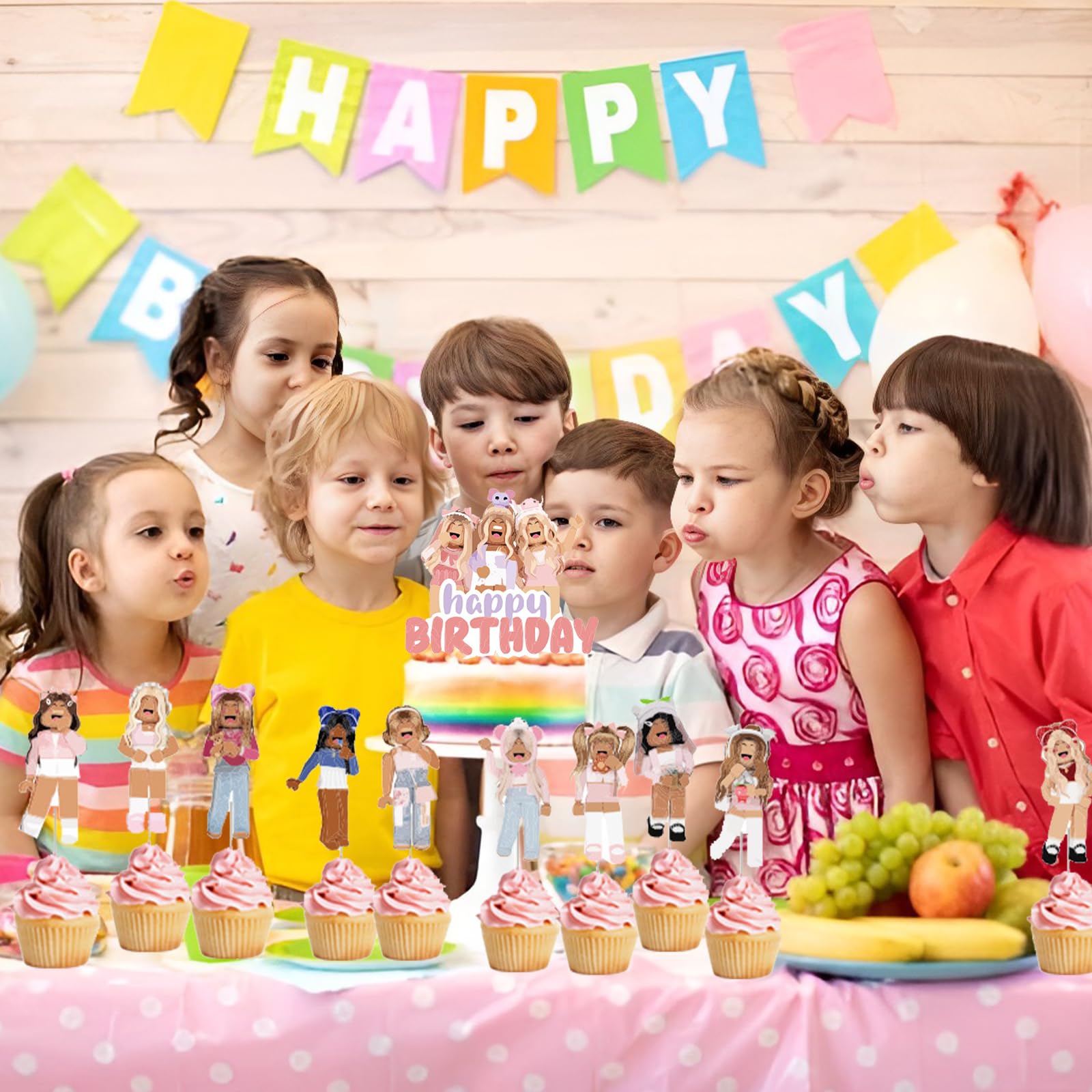 Décoration Gâteau Anniversaire Roblox 25 Pièces - Cake Topper Joyeux Anniversaire Garçon Fille
