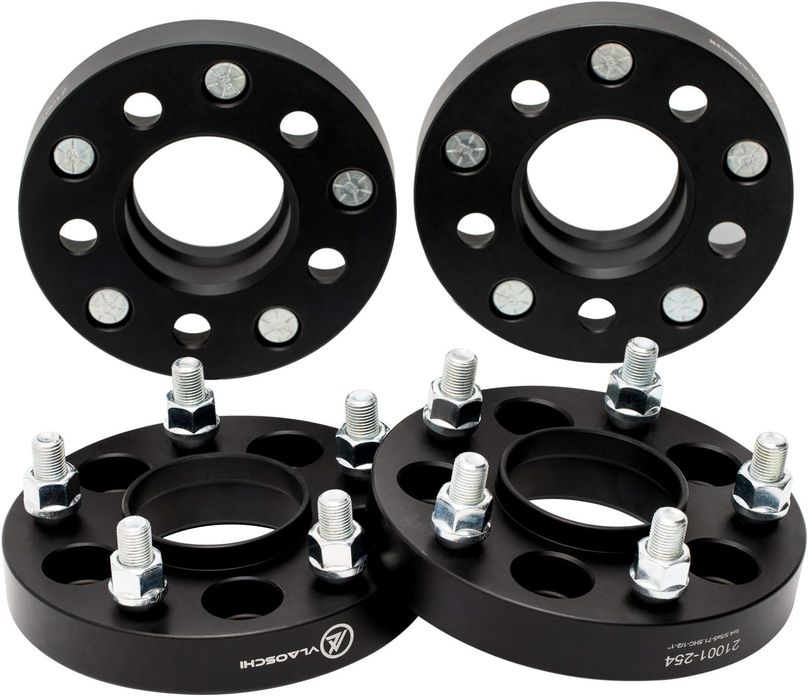 VLAOSCHI Black Forged 5x115 Hubcentric Wheel Spacers 1 Inch with 14x1.5 Studs 71.5mm Hub Bore Compatible with Dodge 5 Lug for 2009-2026 Challenger | 2006-2026 Charger | 2005-2008 Magnum - Pack of 4