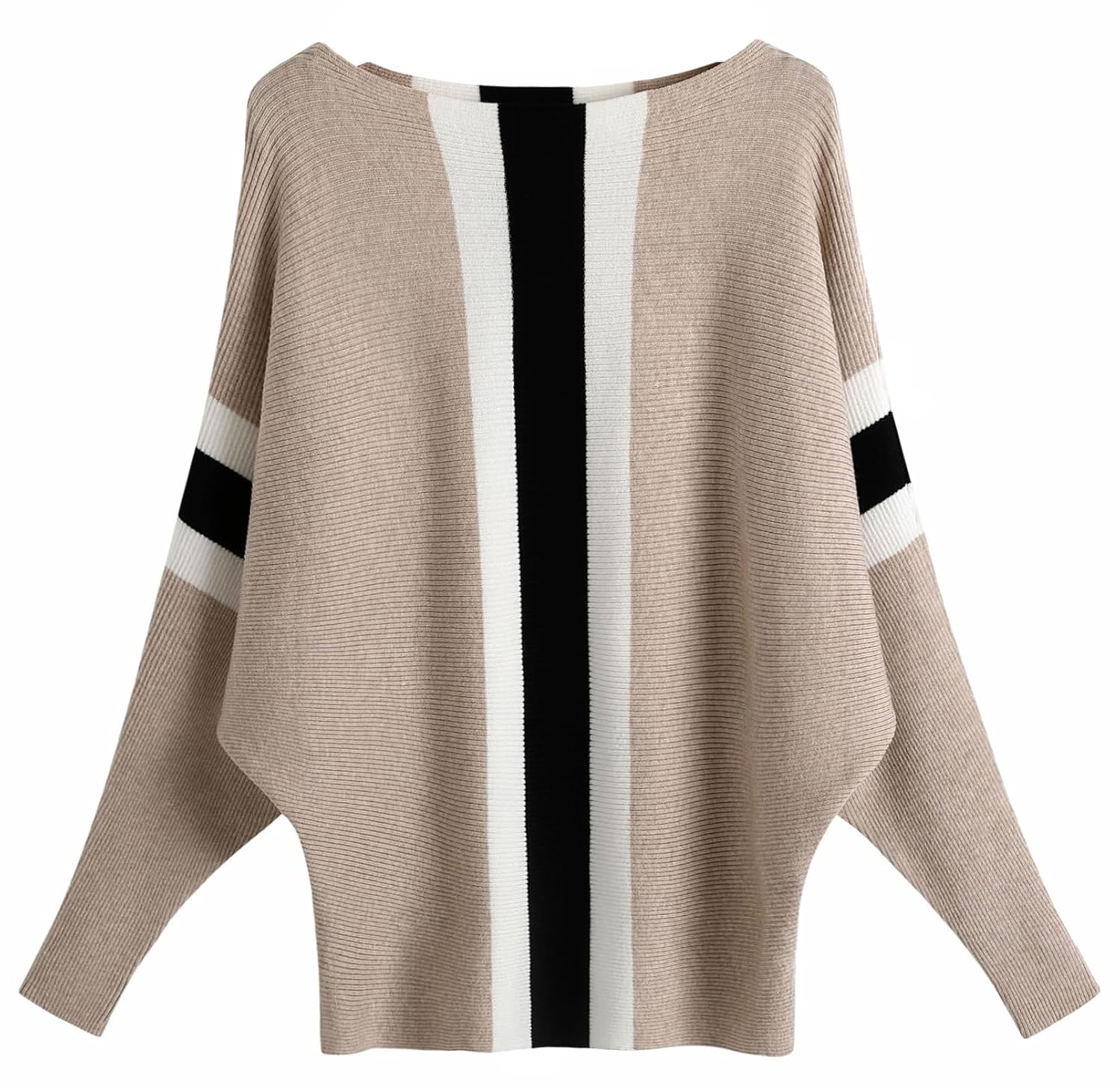 FULIER Women Oversized Boat Neck Batwing Sleeves Dolman Knitted Sweaters Lightweight Pullovers Tops One Size