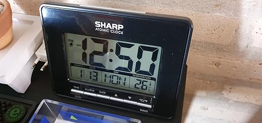 Amazon.com: Sharp Atomic Desktop Clock – Auto Set Digital Alarm Clock ...