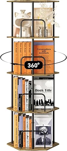Miniatura 9 de SUNMORY Estantería giratoria de 4 niveles, estantería giratoria de 360 , carrusel de almacenamiento de esquina hexagonal, organizador giratorio