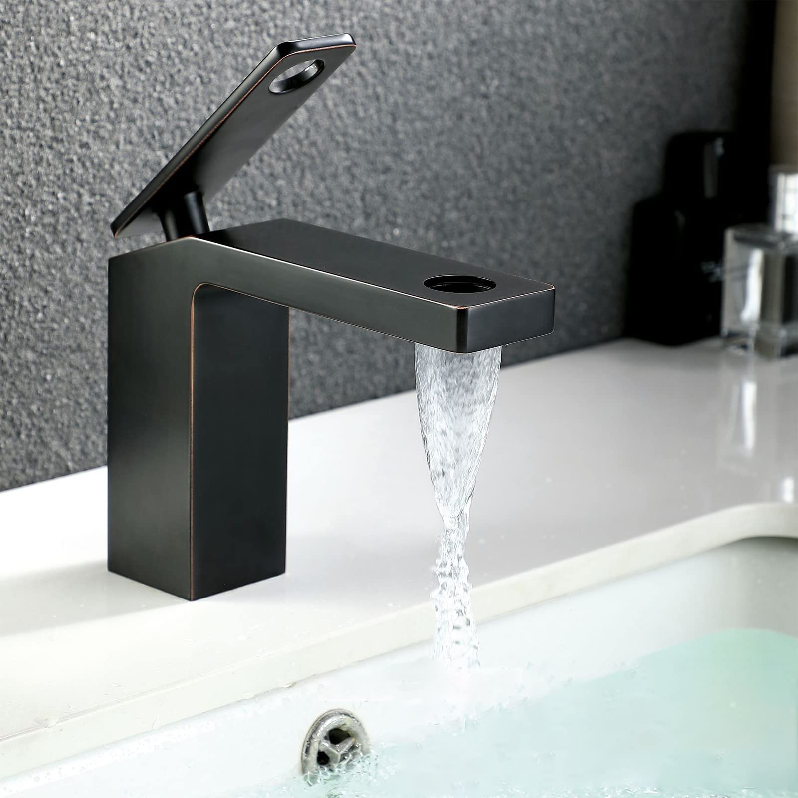 Grifo de baño Grifo de Lavabo de baño de un Solo Orificio Grifo Mezclador de Lavabo de latón Grifo de Lavabo de una manija Grifo de Lavabo de Agua Caliente y fría Grifo de Lavabo de Recipiente