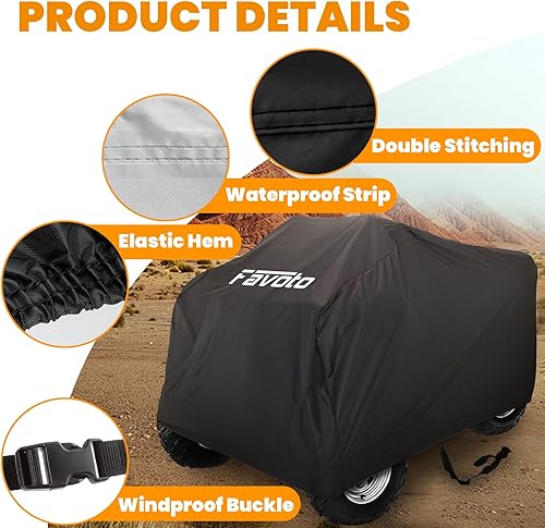 Miniatura 6 de Favoto Funda impermeable resistente para cuatrimoto para exteriores, accesorios de 4 ruedas, 88 pulgadas de largo x 39 pulgadas de ancho x 42