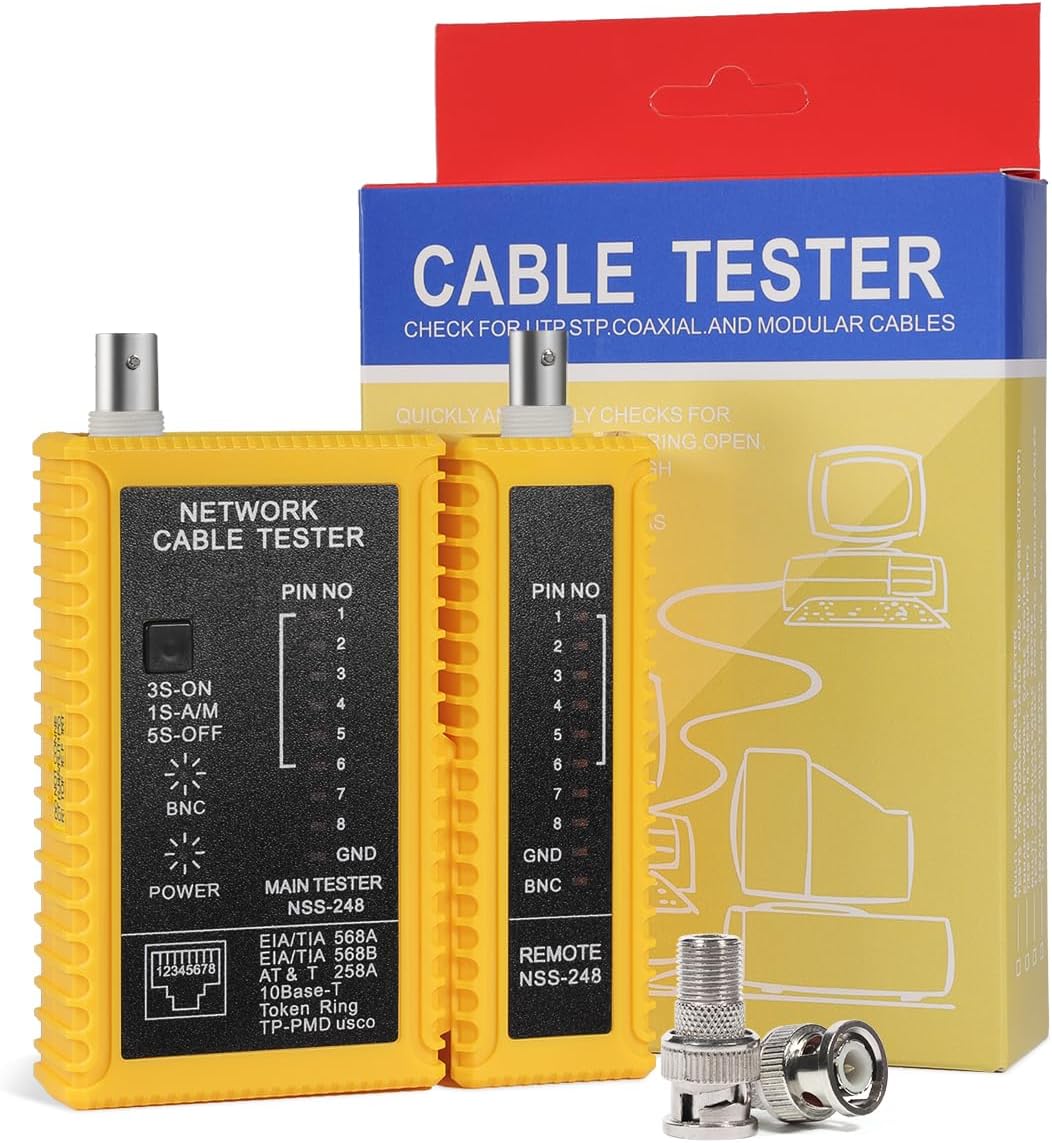 Coaxial(Coax) Cable Tester Portable BNC F-Style RJ45 Ethernet Continuity Cable Tester Checker