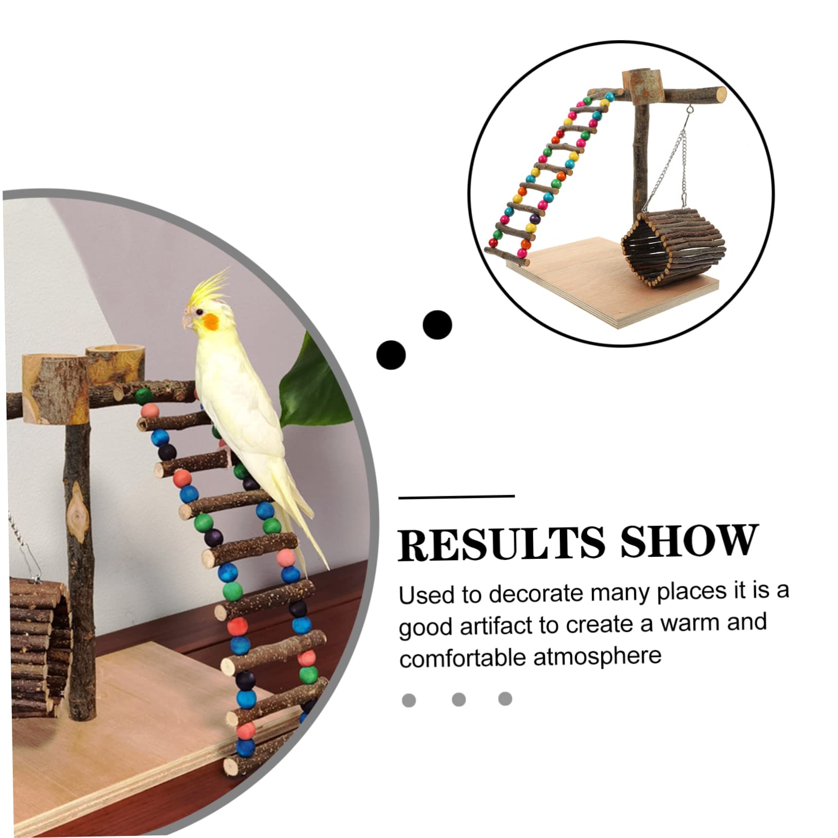 minkissy 1 Juego De Loros Gimnasio De Percha De Madera Estante De Pie para Loros Parque De Aves Parque Interactivo De Aves Juguetes De Agapornis Perico Familiar Marco De Pájaro
