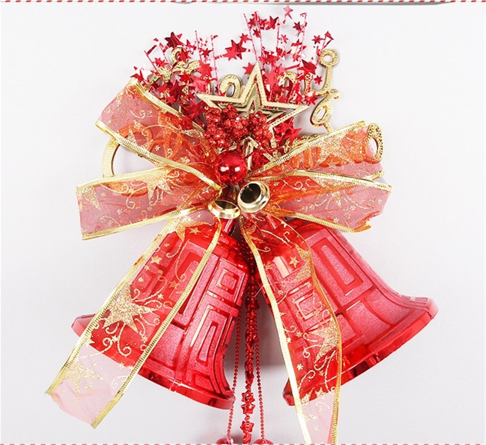 Campanelle Natale Campane da Appendere for Decorazioni Natalizie 2 Pezzi for Albero di Natale Portafortuna con Fiocco Decorazioni(Rot)
