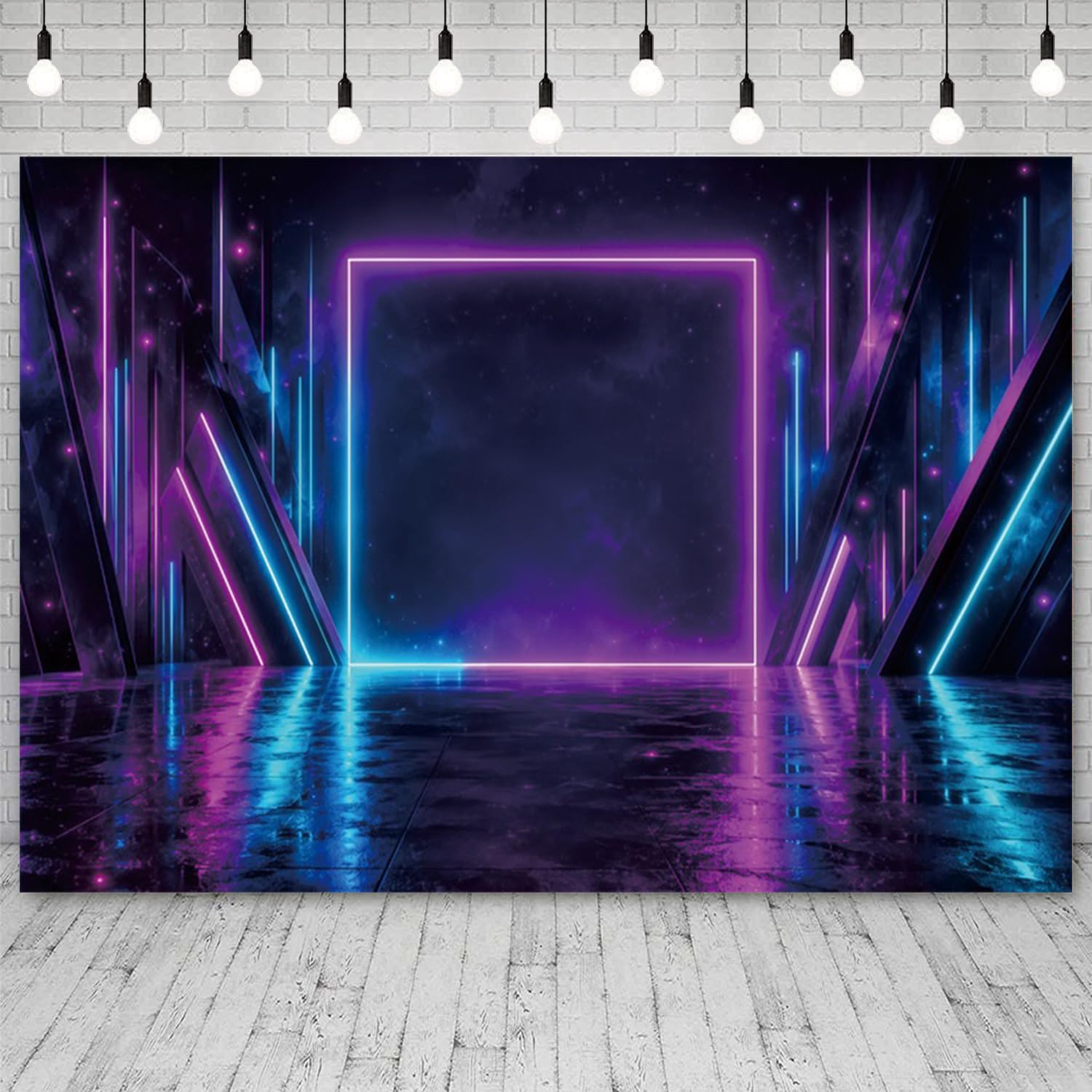 3x2,4 m Cyberpunk Neon Photo Sfondo viola blu spazio galassia sfondo fotografico per Halloween decorazione festa video gioco a tema studio stand puntelli astratto bagliore luce notturna