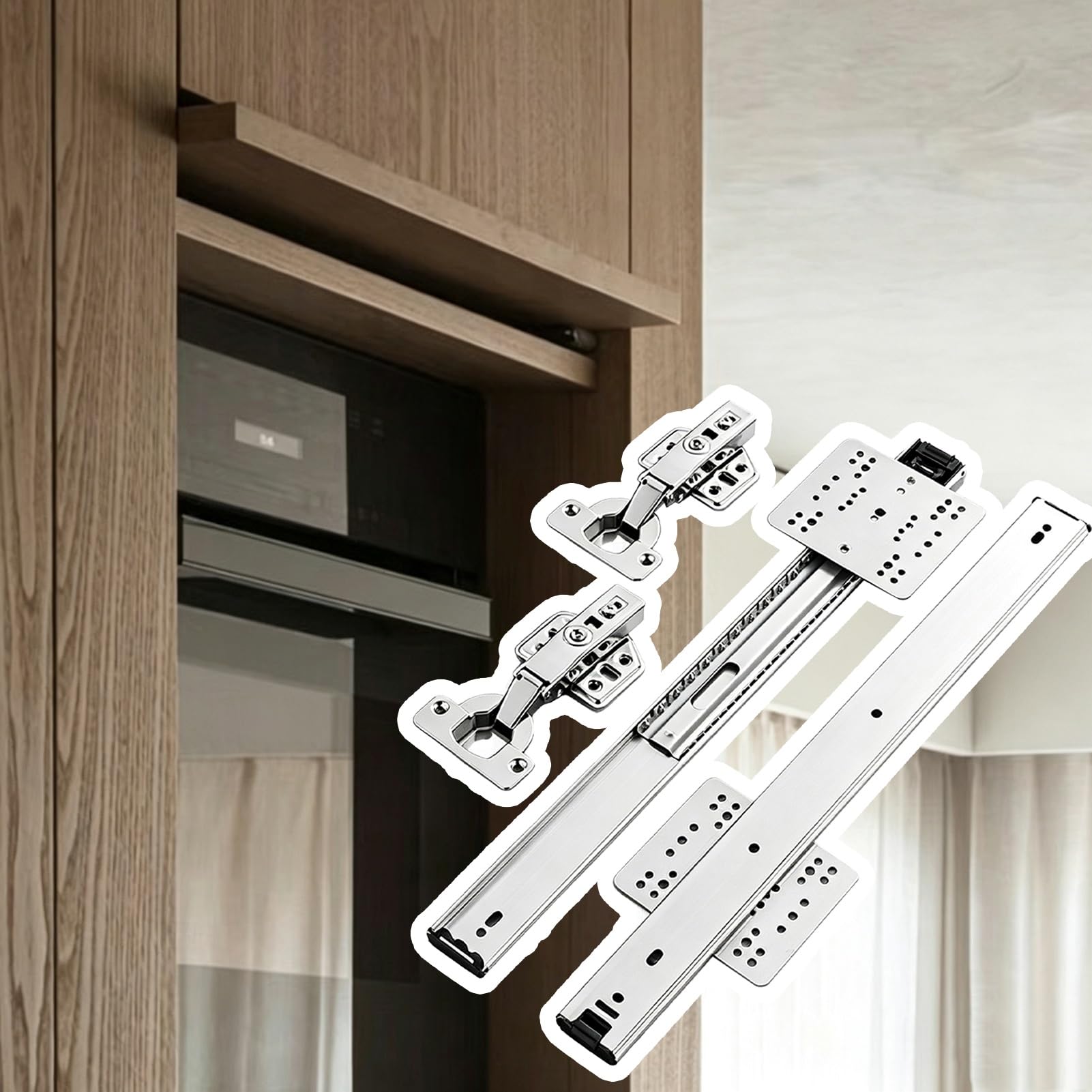 Herrajes Puertas Correderas Guía para Puerta Escamoteable de Armario | Herrajes para Puerta Corredera con Bisagras Pivotantes, Sistema Silencioso para Armario con Cierre Suave(60cm (23 5/8"))
