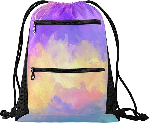Amazon Co Jp シューズサック シューズケース 巾着袋 靴収納袋 運動 防水 超軽量 部活 シューズバッグ 布 ジムサック ナップサック シューズ入れ 人気 おしゃれ 大容量 タイダイ 紫 水彩 子供 こども キーズ 小学生 シューズ バッグ