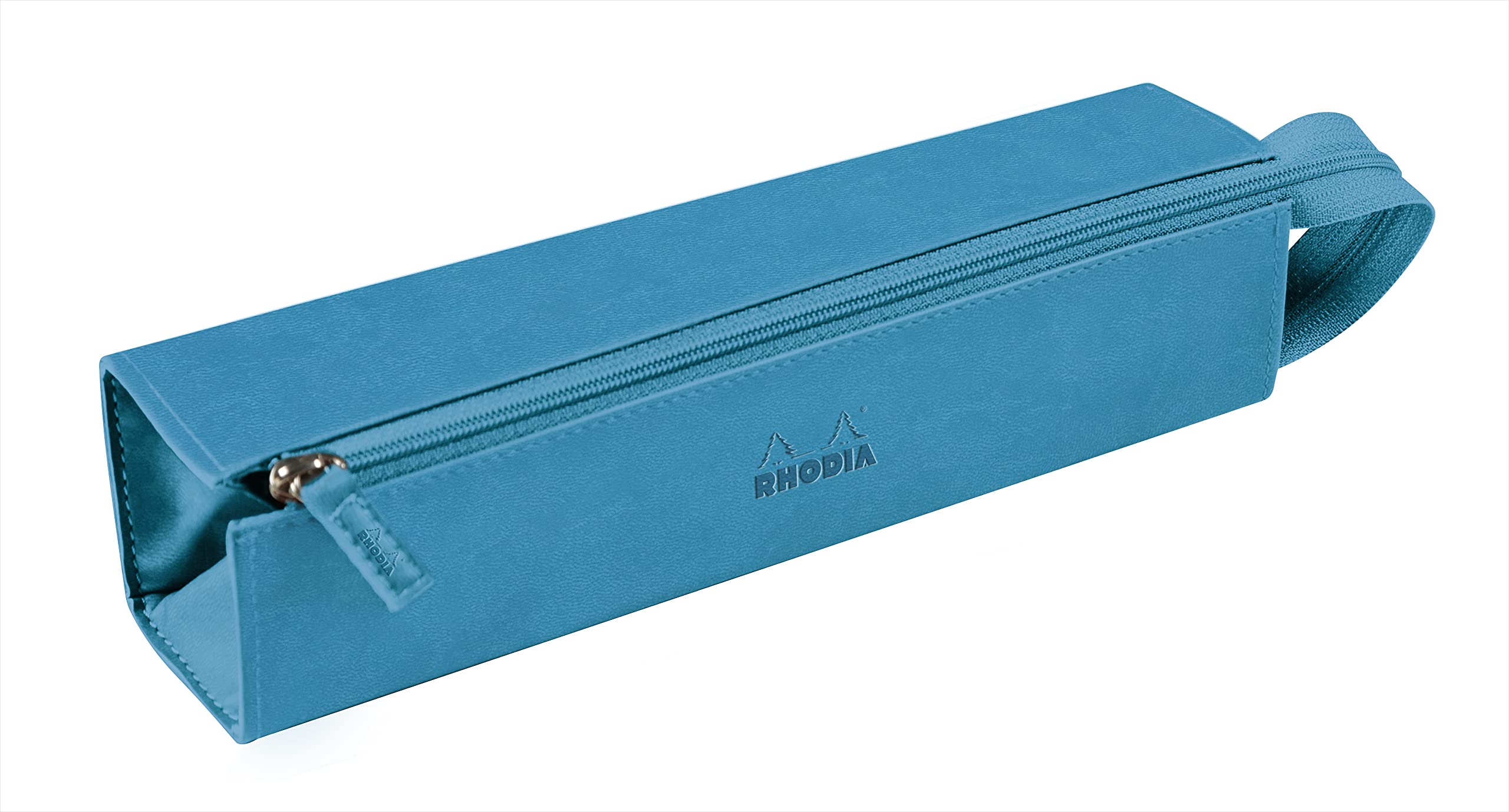 RhodiaRhodiarama 319017C Pencil Case Rectangular 23 x 5 x 5 cm Flat Opening Long Zip Practical and Elegant Faux Leather Turquoise 1 Piece