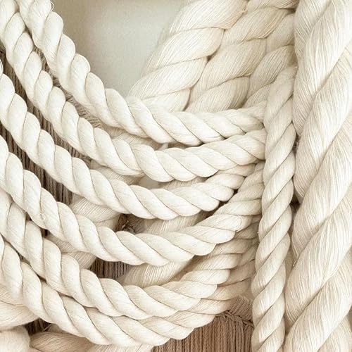 Miniatura 3 de Cuerda de algodón retorcida, 1 pulgada x 100 pies, cuerda blanca natural, cuerda gruesa para columpios, tirones, tira y afloja, proyectos de